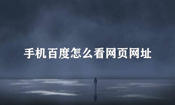 手机百度怎么看网页网址