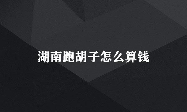 湖南跑胡子怎么算钱