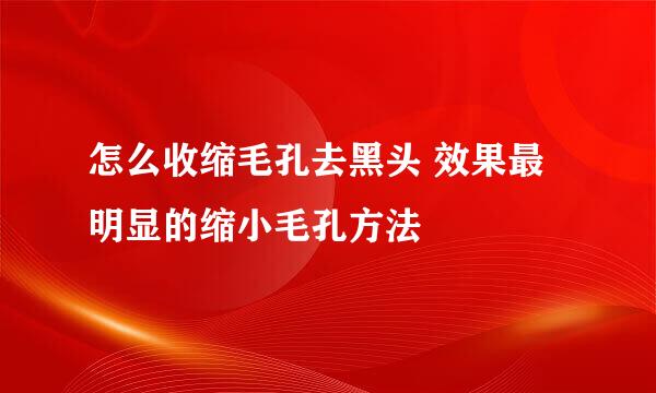 怎么收缩毛孔去黑头 效果最明显的缩小毛孔方法