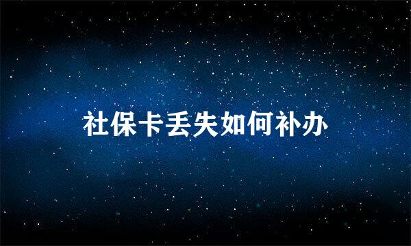 社保卡丢失如何补办