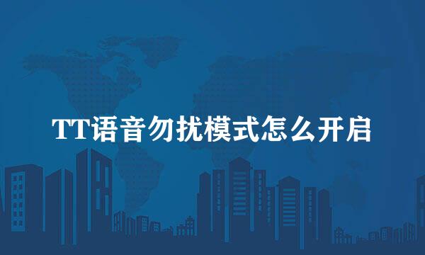 TT语音勿扰模式怎么开启