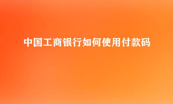 中国工商银行如何使用付款码