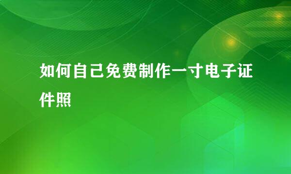 如何自己免费制作一寸电子证件照