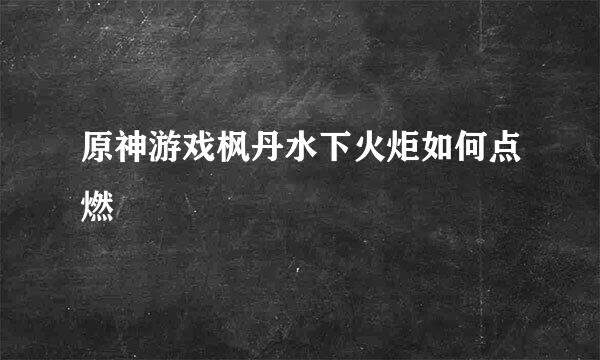 原神游戏枫丹水下火炬如何点燃