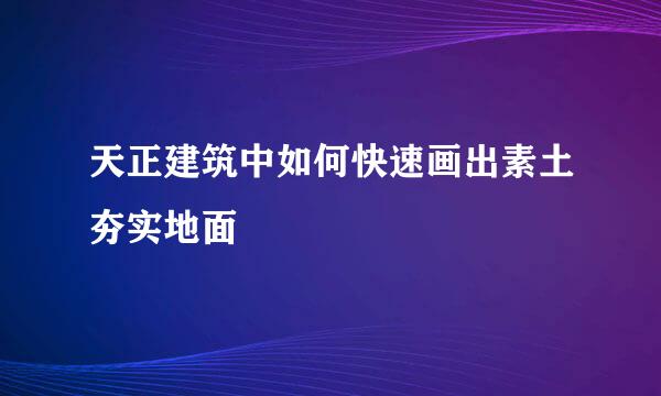 天正建筑中如何快速画出素土夯实地面