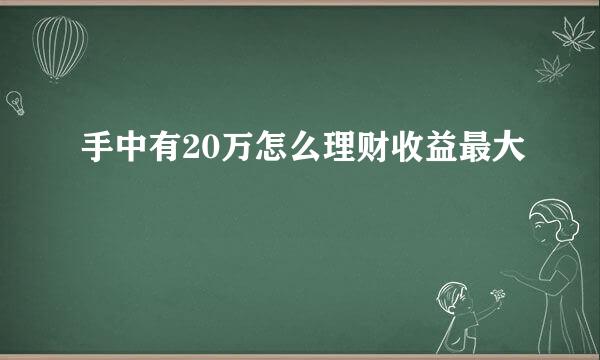 手中有20万怎么理财收益最大