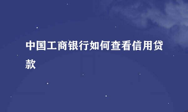 中国工商银行如何查看信用贷款