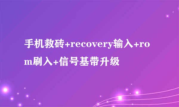手机救砖+recovery输入+rom刷入+信号基带升级