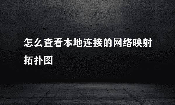 怎么查看本地连接的网络映射拓扑图