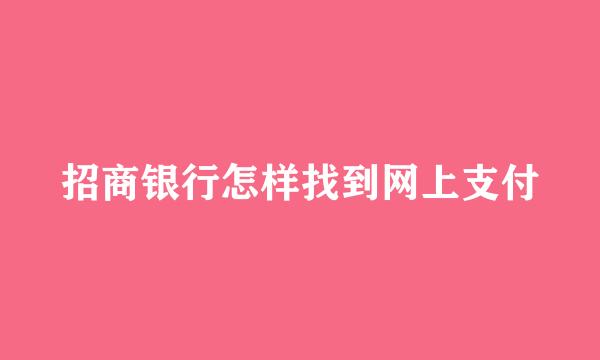 招商银行怎样找到网上支付