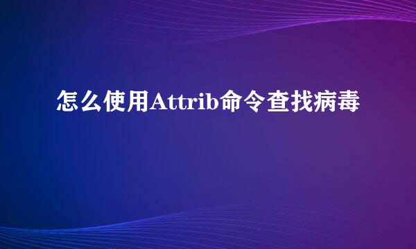 怎么使用Attrib命令查找病毒