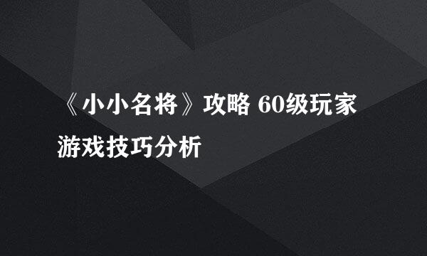 《小小名将》攻略 60级玩家游戏技巧分析