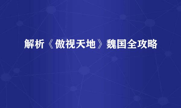 解析《傲视天地》魏国全攻略