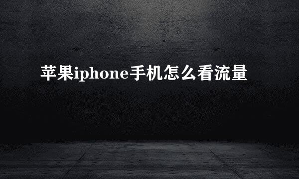 苹果iphone手机怎么看流量