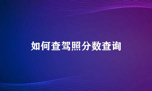 如何查驾照分数查询