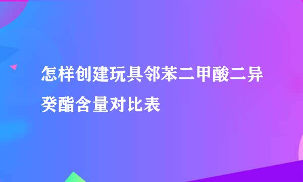 怎样创建玩具邻苯二甲酸二异癸酯含量对比表