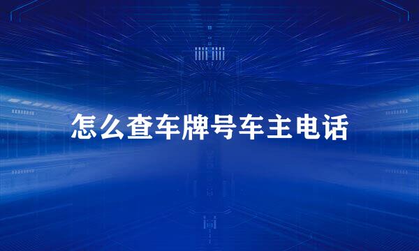 怎么查车牌号车主电话