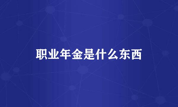 职业年金是什么东西