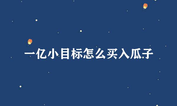 一亿小目标怎么买入瓜子