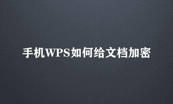 手机WPS如何给文档加密