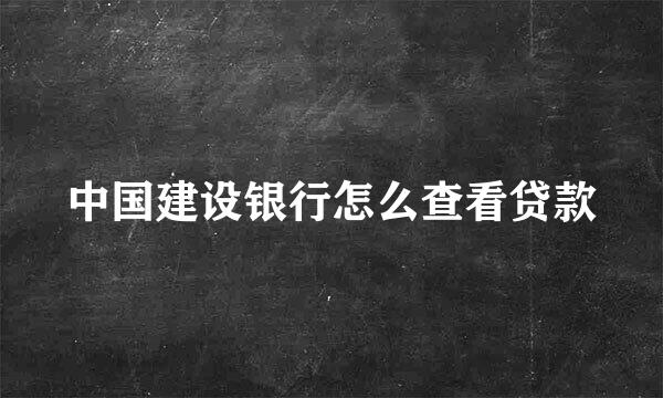 中国建设银行怎么查看贷款