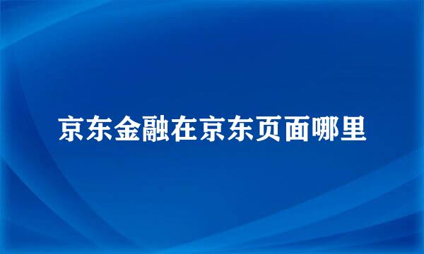 京东金融在京东页面哪里