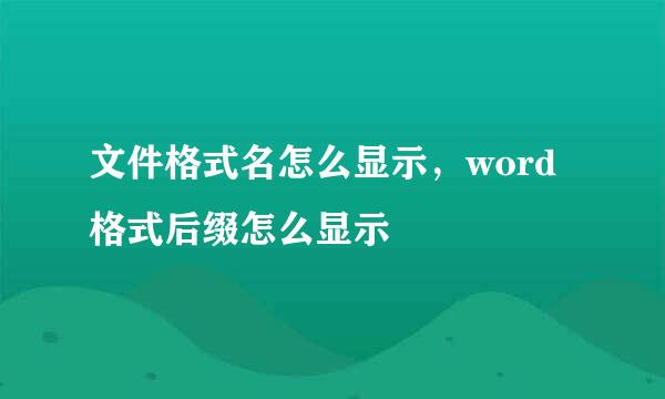 文件格式名怎么显示，word格式后缀怎么显示
