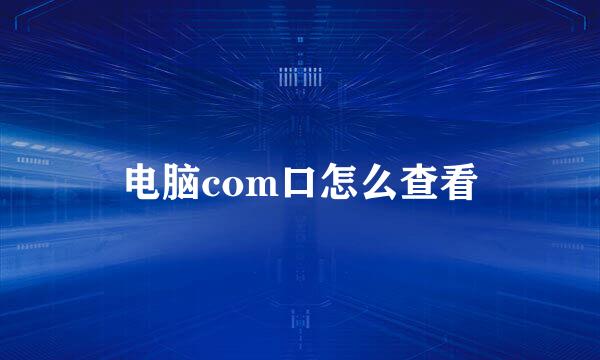 电脑com口怎么查看