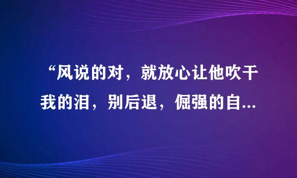 “风说的对，就放心让他吹干我的泪，别后退，倔强的自卑一碰就会碎，而你说的都对”是那首歌里的歌词