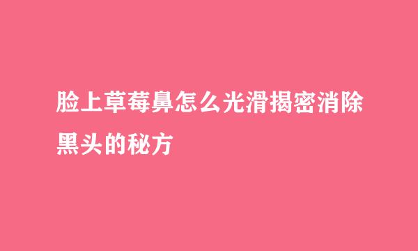 脸上草莓鼻怎么光滑揭密消除黑头的秘方