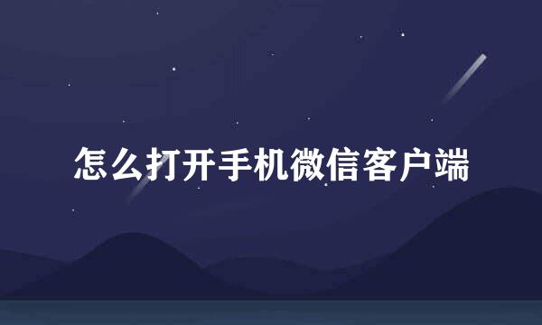 怎么打开手机微信客户端