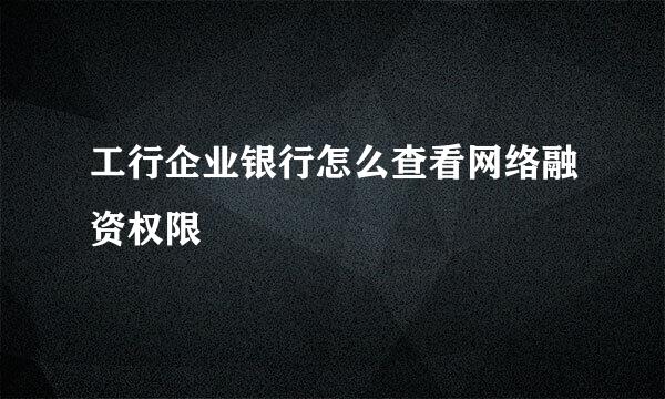 工行企业银行怎么查看网络融资权限