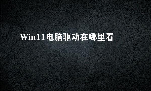 Win11电脑驱动在哪里看