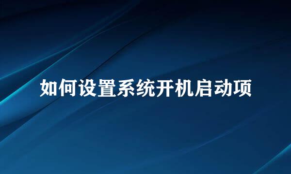 如何设置系统开机启动项