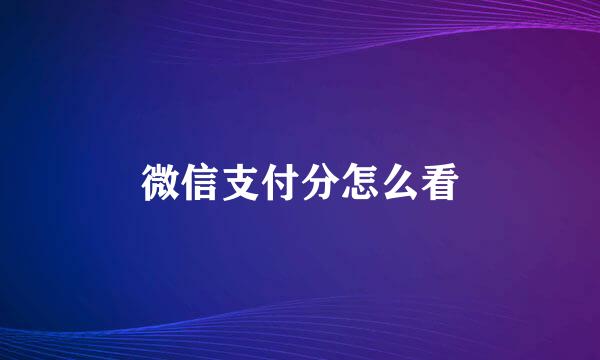 微信支付分怎么看