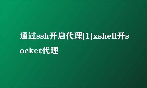 通过ssh开启代理[1]xshell开socket代理