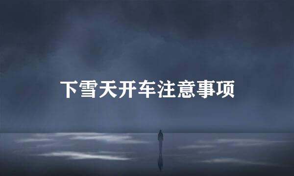 下雪天开车注意事项