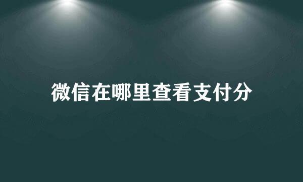 微信在哪里查看支付分
