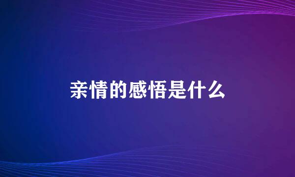 亲情的感悟是什么
