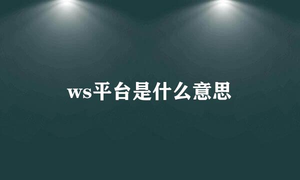 ws平台是什么意思