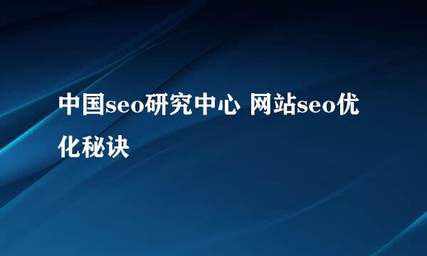 中国seo研究中心 网站seo优化秘诀