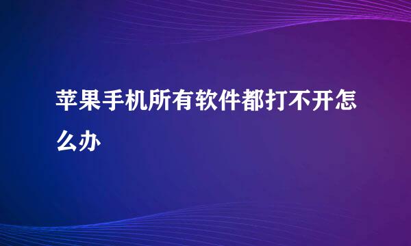 苹果手机所有软件都打不开怎么办
