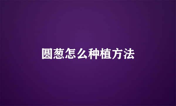 圆葱怎么种植方法