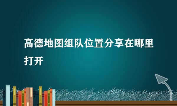 高德地图组队位置分享在哪里打开