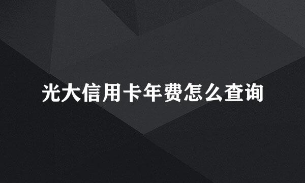 光大信用卡年费怎么查询