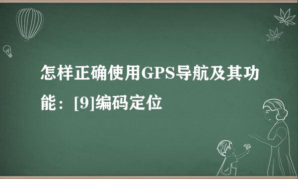 怎样正确使用GPS导航及其功能：[9]编码定位