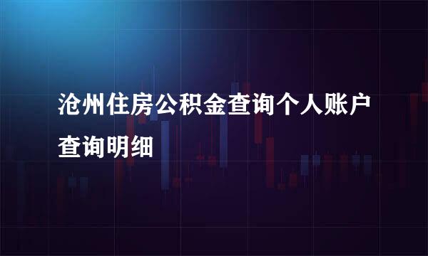 沧州住房公积金查询个人账户查询明细