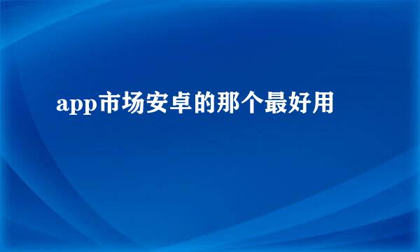 app市场安卓的那个最好用