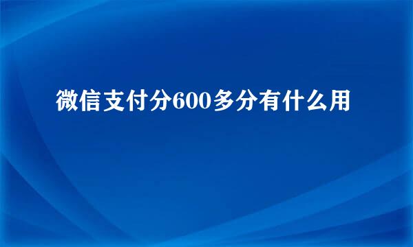 微信支付分600多分有什么用