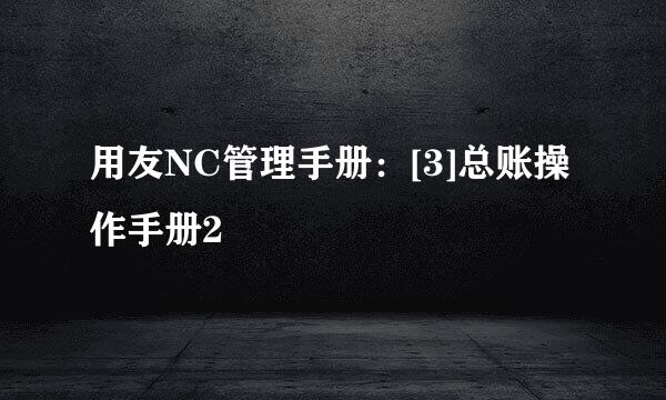 用友NC管理手册：[3]总账操作手册2
